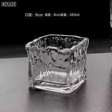 DFMEI 冰川紋菸灰缸玻璃輕奢創意家用客廳方形時尚擺件, 1個, 冰川紋-透明:如圖