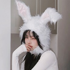보슬보슬 바니걸 토끼모자 축제 파티소품 인싸템 인생네컷 모자 토끼분장, 화이트, 1개