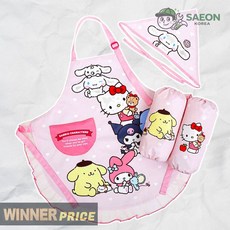 세이온 성창 산리오 컬렉션 방수앞치마 토시 두건 3종세트 어린이 미술가운