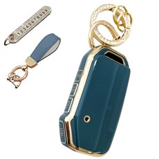 루루형제 기아 호환 자동차 프리미엄 TPU 키 케이스 + 번호키링 + 가죽 스트랩, 스카이그레이, AK-04