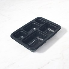 PP 실링용기 JH 191440-5A (3호5칸) 블랙 100개-소분 일회용 배달 포장용기, 1개, 100개