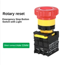22mm 버섯 비상 정지 버튼 스위치 라이트 전원 제어 전기 스타터 220V 10A NC, 01 1NO1NC, 03 Stop with light, 05 24V용, 03 Stop with light