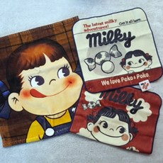 日本不二家牛奶妹Peko復古手帕巾 25cmx25cm, 1個, 白色
