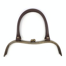 갈매기프레임 27cm(물결프레임) - 가죽가방끈, 브라운, 1개