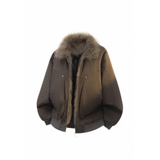 立領拉鏈毛領棉服 寬松舒適百搭休閑潮流短版棉外套 - 男女款