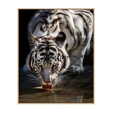 【TangZhen】유화그리기 유화그리기세트 호랑이 울부짖다 산림diy 디지털 유화 거실 서재 현관 호랑이 장식 괘화 수제 채색 아크릴 그림, 730038, 30x40cm블랙액자+물감+붓, 1개