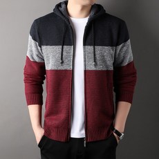 LARGE STORE 秋冬時尚素面百搭保暖毛絨針織外套 男生外套 禦寒外套 針織帽毛衣外套