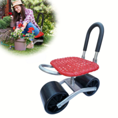 조절가능 이동식 정원 작업 의자 2륜 카트 360도 회전 접이식 스툴, 1개