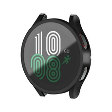 라우너스 갤럭시워치4 액정보호 강화유리 풀커버 케이스, 메탈블랙