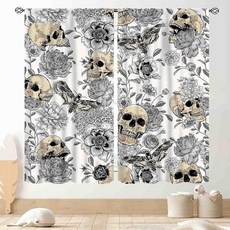 홈 데코용 할로윈 커튼 귀여운 마녀 가을 호박 박쥐 유령 해골 거미줄 공포 오렌지 장식 창문 드레이퍼리 트리트먼트 침실 거실 주방 욕실 파티용 106.7 x 114.3cm(