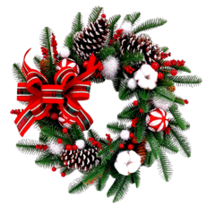 裝飾燈大師 諾貝松花圈-台灣手做.精緻盒裝, C款松果緞帶, 1個