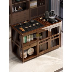 移動茶桌小茶臺實木茶水柜帶輪客廳家用陽臺燒水壺一體功夫邊茶幾茶几 大茶几 小茶几 書桌 邊幾, 1個, 【經典款】單門帶抽款長60-帶蓋板,組裝