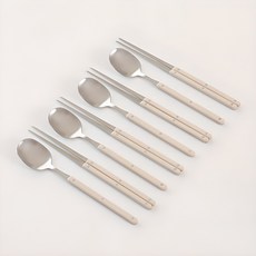 달팽이리빙 단아 수저 세트, 크림화이트, 숟가락 4p + 젓가락 4p, 1개