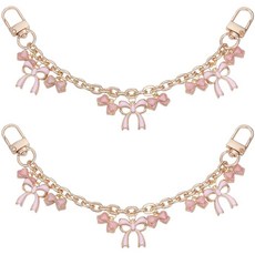 Beebeecraft 2피스 2가지 스타일 골드 장식 가방 체인 나비매듭 & 플라워 펄 에나멜 핑크 지갑 스트랩 교체 익스텐더 핸드백 여성용 유형의 191575