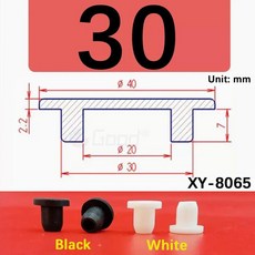 T형 삽입물 구멍이 등급 실리콘 플러그 6MM 블랭킹 엔드 수도관 고무 68 시험관, 25. A-30mm(White)