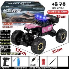 셀렉트하루 무선 RC카 자동차 고속 레이싱 주행 어린이 장난감, 1개, 28cm 4WD+합금+조명 핑크