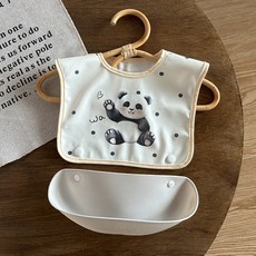 HYLSS 嬰兒吃飯圍兜男女寶寶輔食飯兜兒童防油圍嘴 幼兒園 防水防髒, 1個, 1個裝, 1個裝wa熊貓:如圖