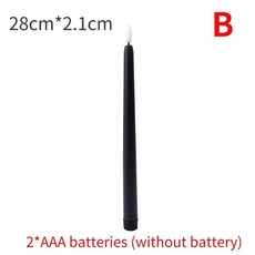 LED초 긴 크리스마스 LED 양초 Flameless 배터리 구동 촛불 빛 교회 깜박이는 파티, B-Black, 1PC, 1개