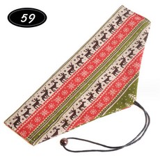 餐具收納綁繩收納袋 - 三角便攜餐具袋 刀叉湯匙筷子環保吸管收納袋 餐袋 婚禮小物, 1個, 橫開綁繩款, 耶誕麋鹿