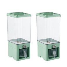 【新款熱銷】五穀雜糧分類收納盒家用按壓式密封米桶罐防蟲防潮糧食廚房儲物罐, 抹茶綠2個【一鍵出米可裝14斤米】, 1個