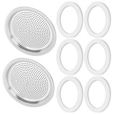 9컵 모카 포트용 교체용 실리콘 가스켓 및 필터에는 6개의 씰링 가스켓과 2개의 필터 플레이트가 포함되어 있습니다.