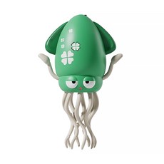 JoyBaby 魔性跳舞魷魚 燈光音效 互動感應玩具 爬行玩具 兒童禮物 跳舞章魚, 綠-避障+附釣竿, 1個