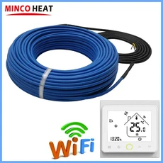 MINCO HEAT 10w/m 5~50m 따뜻한 바닥 와이어 진입로 눈 녹는 WiFi 온도 조절 장치가 있는 이중 도체 가열 케이블 60C, China Mainland, 5 meters (50w), ME86 W-WIFI and Wire, 1