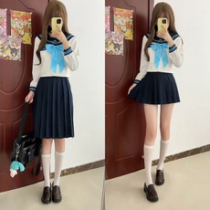 兔巴叮童裝 宇宙光環青川高校藍JK制服水手服套裝 學院風學生制服 三件套