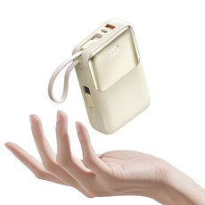 아우스힐 PD 22.5W QC3.0 고속충전 케이블 일체형 대용량 보조배터리 20000mAh, 골드