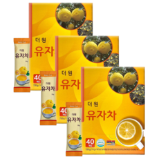 더원 유자차 국산 유자과즙 비타민C 토코페롤 구연산, 3박스, 40개입, 18g
