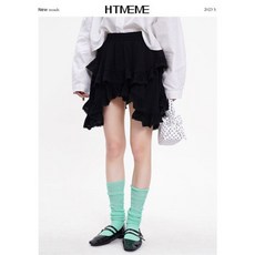 Yellwel 달콤 청결한 하프스커트 여성 여름 하이웨이스트 비대칭 숏스커트 DJP