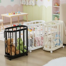 엣지영 토끼 핸들 다용도 수납 타원형 트롤리 소품 정리함 보관함 틈새 빨래바구니, 토끼핸들트롤리-대형-화이트