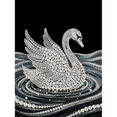 온메이드 DIY 명화 진주드로잉 그림그리기 보석십자수 세트 MD-230, 1개, 14 은빛 백조