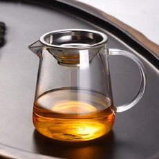 티포트 강화유리 주전자 직화 두꺼운 내열유리 찻주전자 대형 찻잔 세트, 1개, 550ml, L_550ml 사각 컵 + 손잡이 304 필