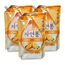 엘지생활건강 자연퐁 비린내 걱정없는 오렌지 주방세제 리필, 3개, 1.4L