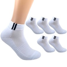 더베이직 남성용 국산 두꺼운 이중쿠션 챔프 스포츠 단목 양말 6켤레, 화이트, 6개