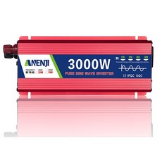ANENJI 3000W 순수 정현파 인버터 12V/24V/48V DC-AC 110V/220V 휴대용 전압 변환기 자동차 태양광, [01] 파란색, [05] 12V용, [01] 220-240V용