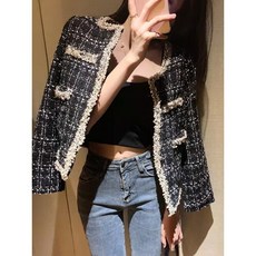 럭셔리 트위드 배색 체크 자켓 + 레모나산 1p