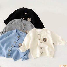 Hi！Kids 韓版兒童針織開衫外套 春秋嬰幼兒長袖上衣 男女寶寶毛衣小外搭