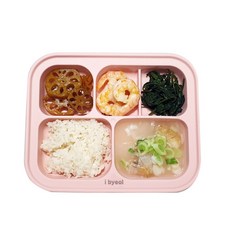 아이별프렌즈 실리콘 흡착식판 아기식판 유아 식판, 핑크, 1개