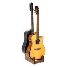 STRICH 기타 스탠드 2개걸이 나무 바닥 기타 랙 전면 디스플레이 공간 절약 집 스튜디오 무대용 멀티 기타 스탠드 월넛 색상 L-2AW 어쿠스틱 / 일렉 / 베이스 2개용, 1개