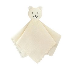LAWKUL Bunny Lovey 아기 담요 부드럽고 껴안고 싶은 애착 니트 스너글 컴포트 신생아 남아 여아 블루 40.6x40.6cm16x16인치 262595, 화이트 베어