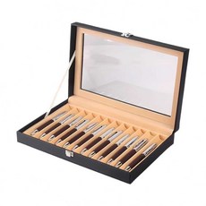 만년필 보관함 케이스 블랙 수납 나무 펜 원목 정리함, 1개, 2. 12개입 (블랙/회색)