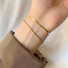 써지컬 뱀줄 오벌볼 체인 두줄 팔찌