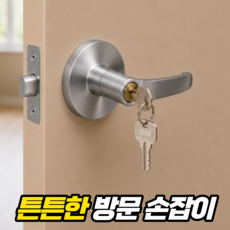 룸앤업 초간편설치 열쇠형 문고리 방문 손잡이, 실버, 1개