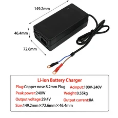 29.4V 8A 충전기 리튬이온 배터리 스마트 (7S 전동 휠체어 입력 100-240V XT90, 03 EU Plug, 10 Copper nose 8.2mm