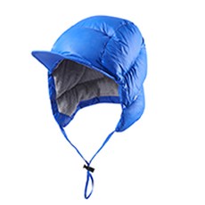 초경량 오리털모자 패딩모자 등산 방한모 자전거 승마, 파란색