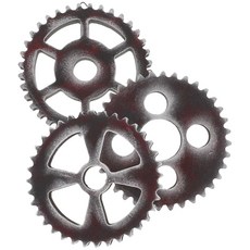 Cabilock 3피스 나무 스팀펑크 벽 장식 레트로 산업용 기어 휠 12.9cm(4.7인치) 빈티지 콤비네이션 농가 벽걸이 크리스마스 홈 바 아트 크래프트