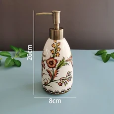 빈티지 꽃 세라믹 로션 병 골드 프레스 헤드 비누 디펜서 호텔 욕실 샴푸 수분 액세서리, 03 C, 1개