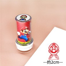 臺灣出貨 馬裏奧印章可愛卡通蓋章個性圓章創意爆款成人玩具彩色印泥可水洗, 1個, 新款馬里奧+1瓶紅印油